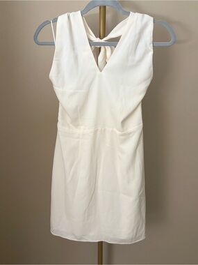 Abercrombie & Fitch White V-Neck Tie-Back Mini Dress